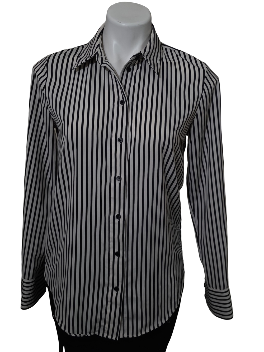 H&M Black & White Vertical Stripe Dress Shirt